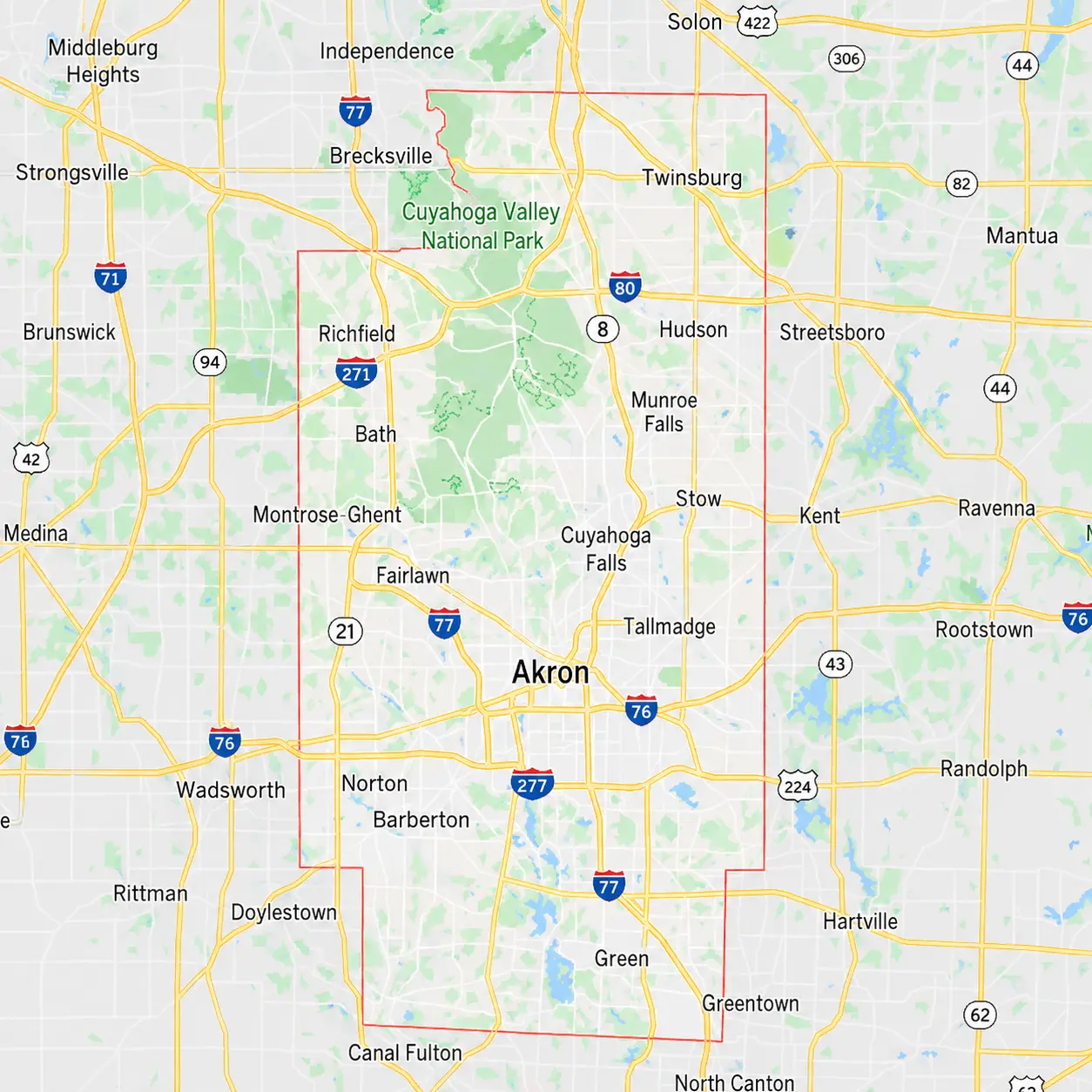 Summit County service area map